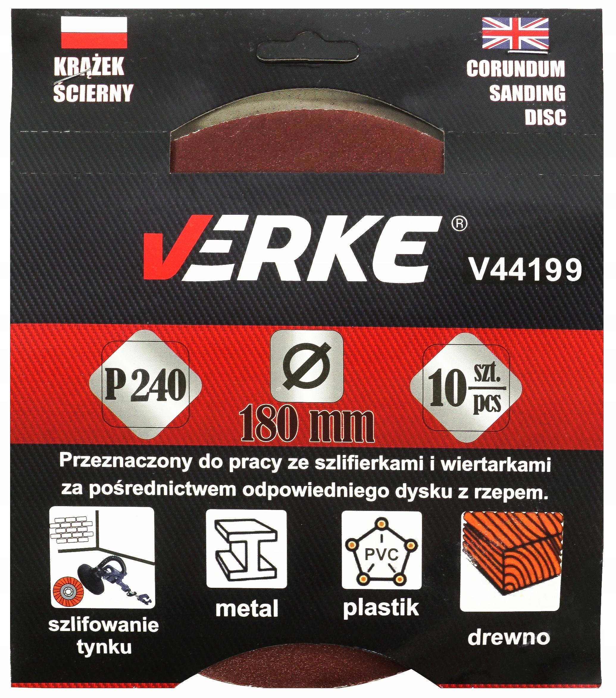 

Krążek Papier Ścierny P 240 180 MM 10 Szt. Verke
