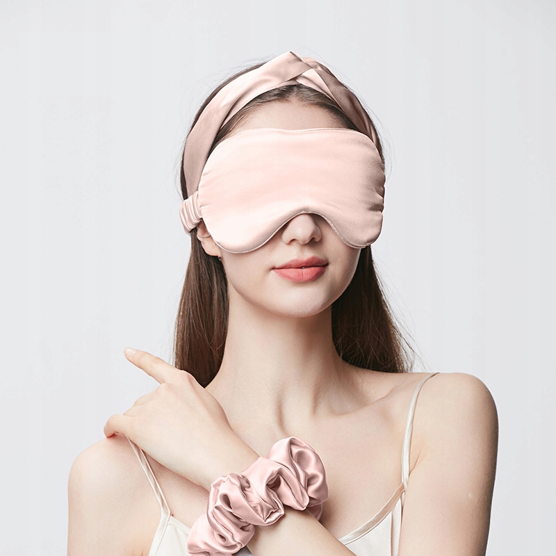Hedvábná souprava na spaní hedvábí 100% mulberry 6A pásky scrunchie růžová