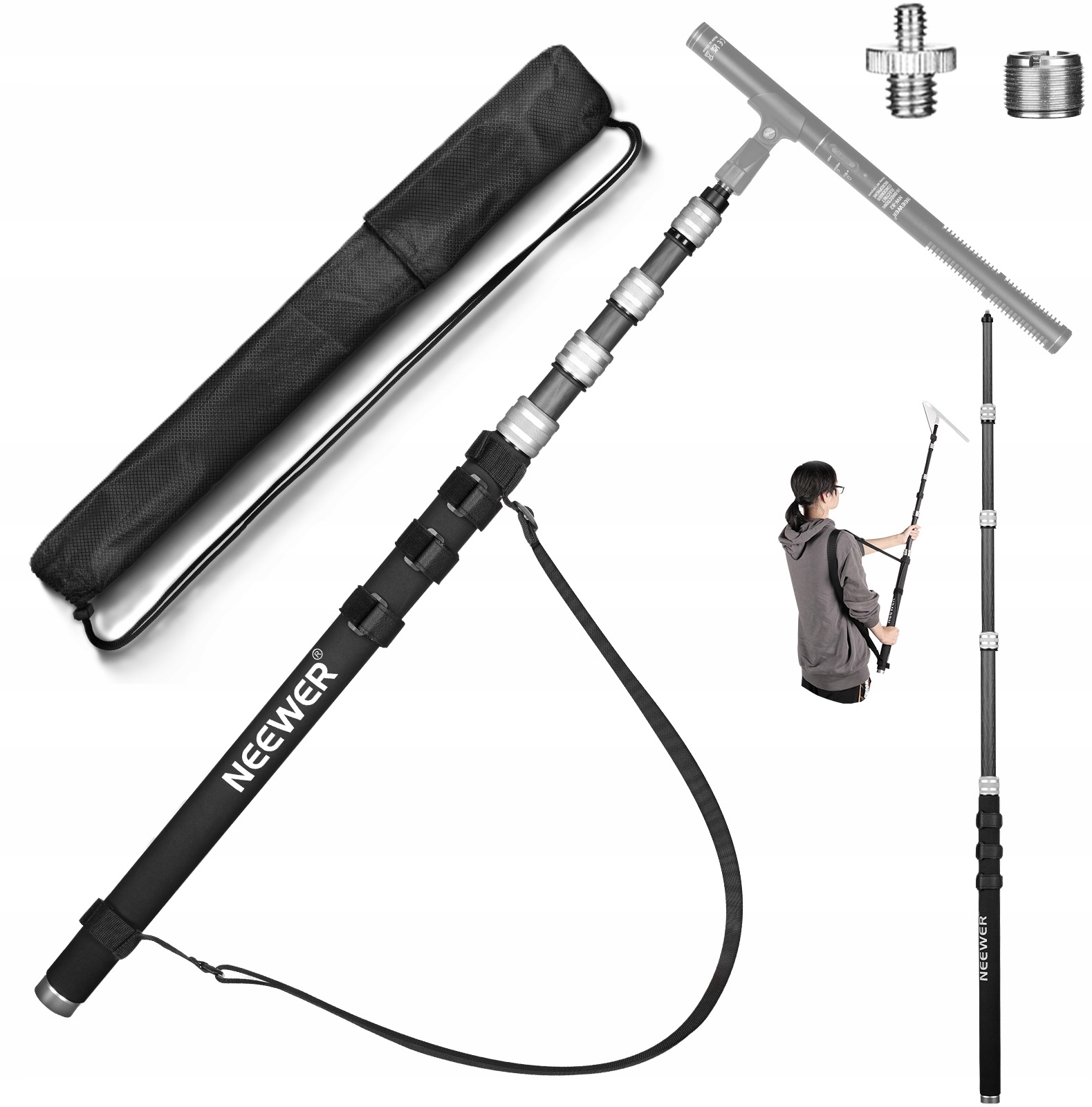 Statív Monopod Mikrofónový výložník na mikrofón 3 m Závit 1/4'' 3/8'' 5/8''