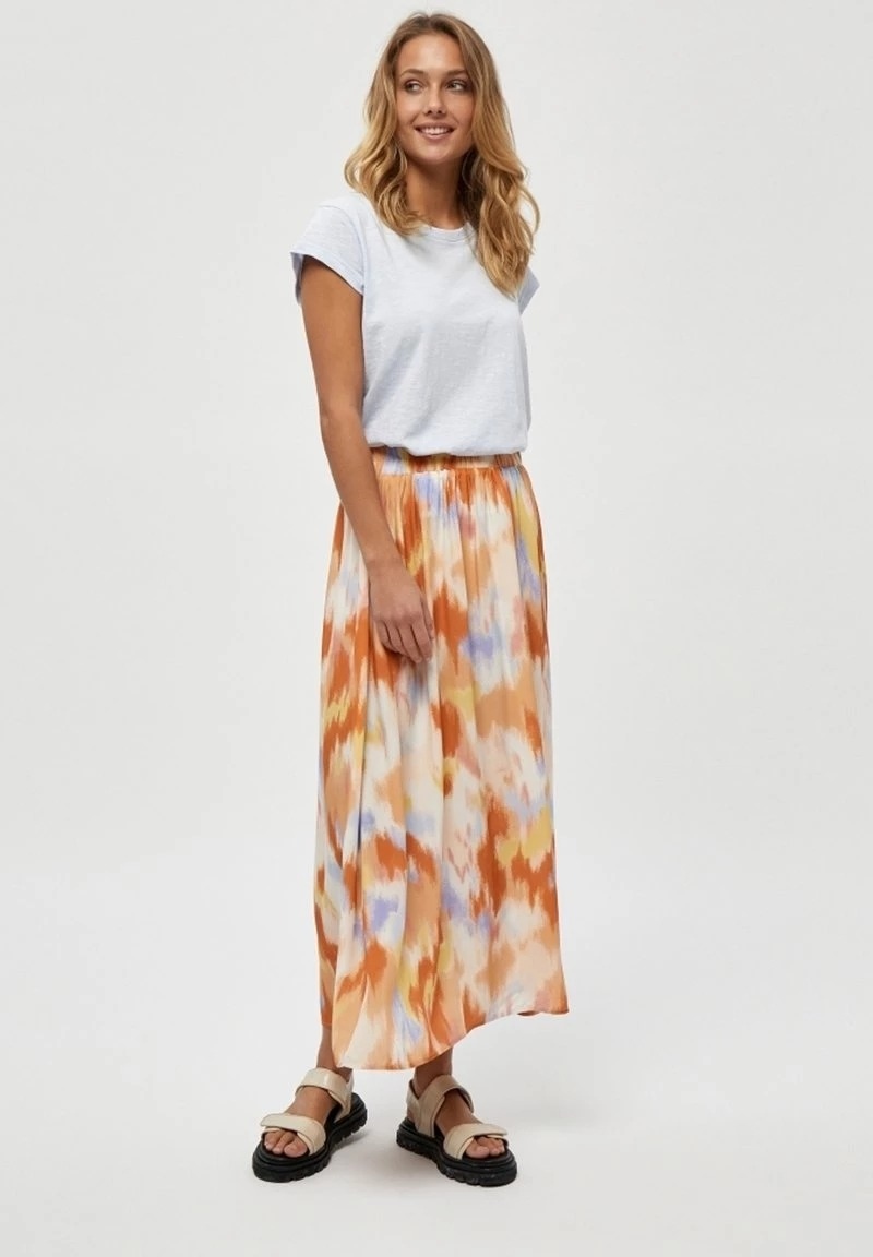 Minus Sukně MIDI Z Viskózy S Malířským Vzorem 44 6FA