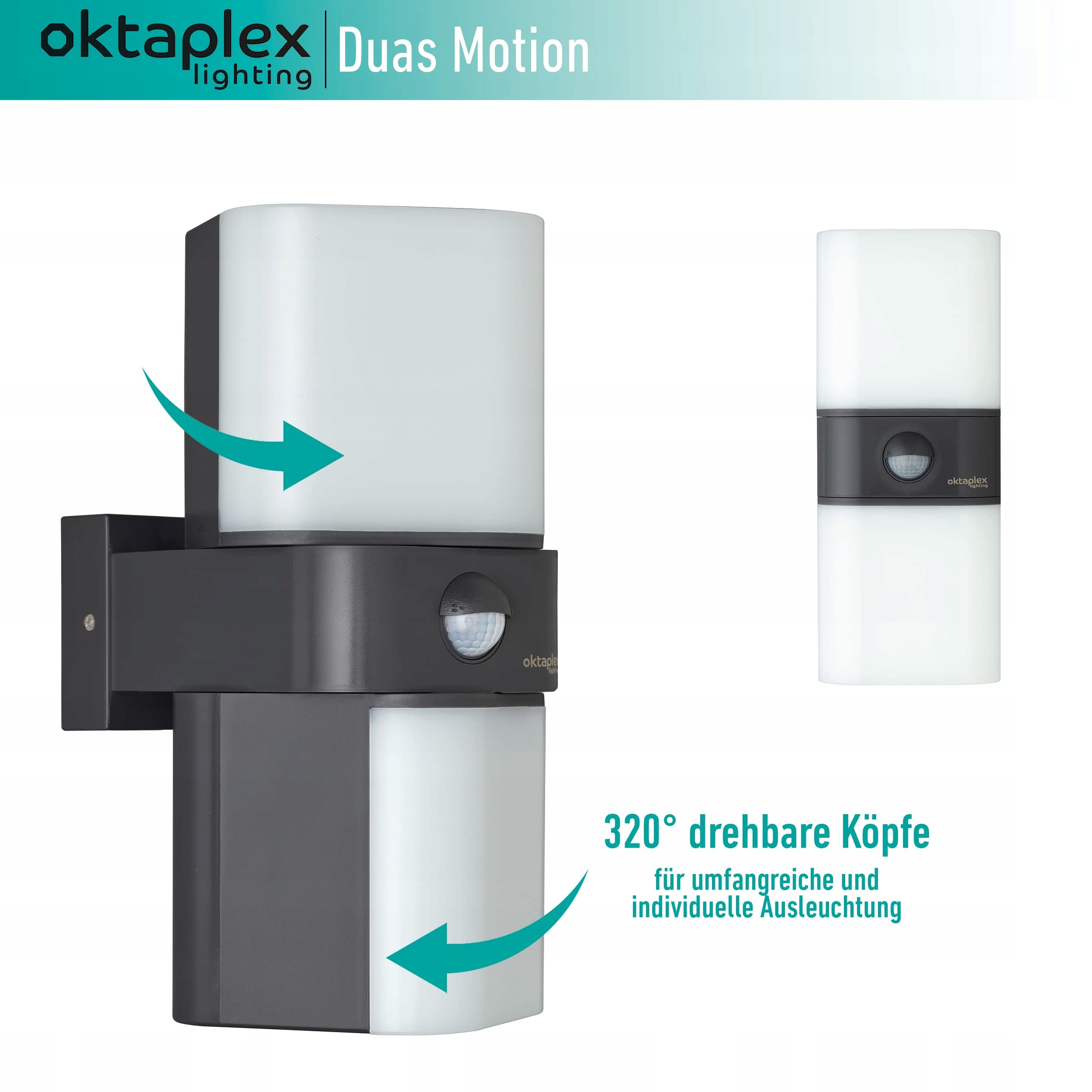 OKTAPLEX Lighting Lampa Zewnętrzna z Czujnikiem Ruchu 20W 1800lm 3000K IP65 — miniatura 2