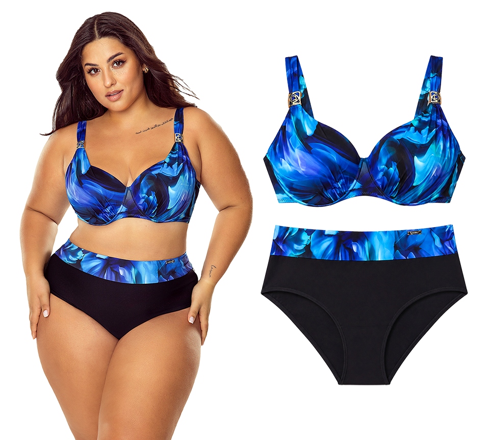Plavky Gabbiano Elena bikiny vysoký pas modré 44D/2XL 90D