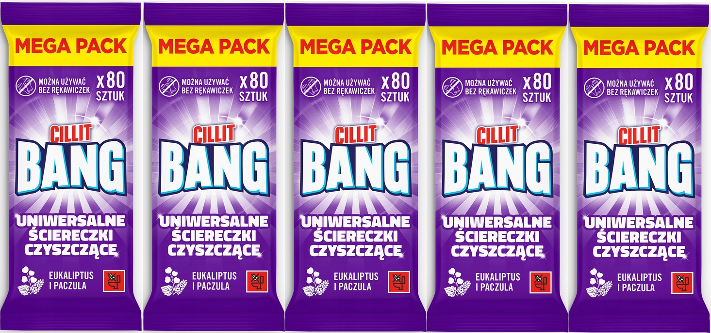 Levně Cillit Bang Univerzální čisticí utěrky, eukalyptus a pačuli, 80 kusů
