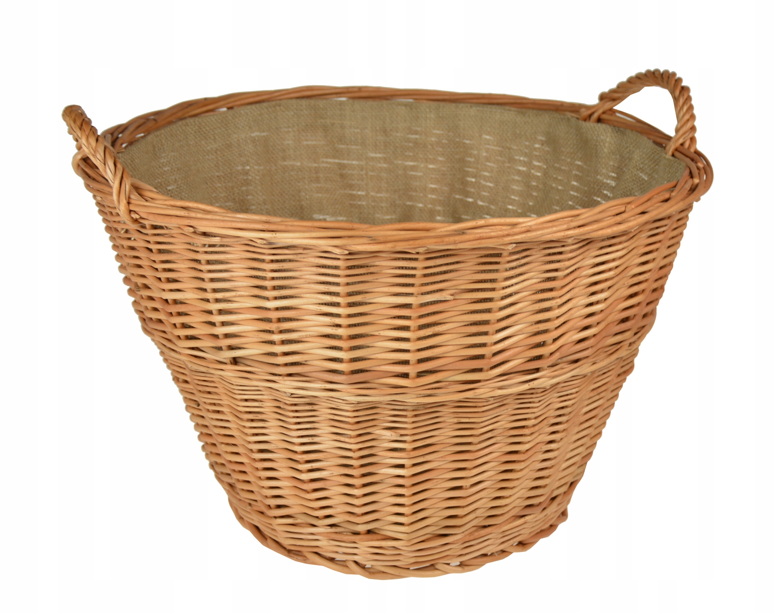 Wiklinowy KOSZ NA DREWNO GOSPODARSKI JUTA 50 cm Materiał wiklina