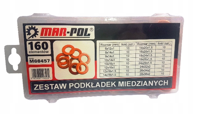 PODKŁADKI MIEDZIANE PODKŁADEK MIEDZIANYCH 160 SZT Kod producenta M66457