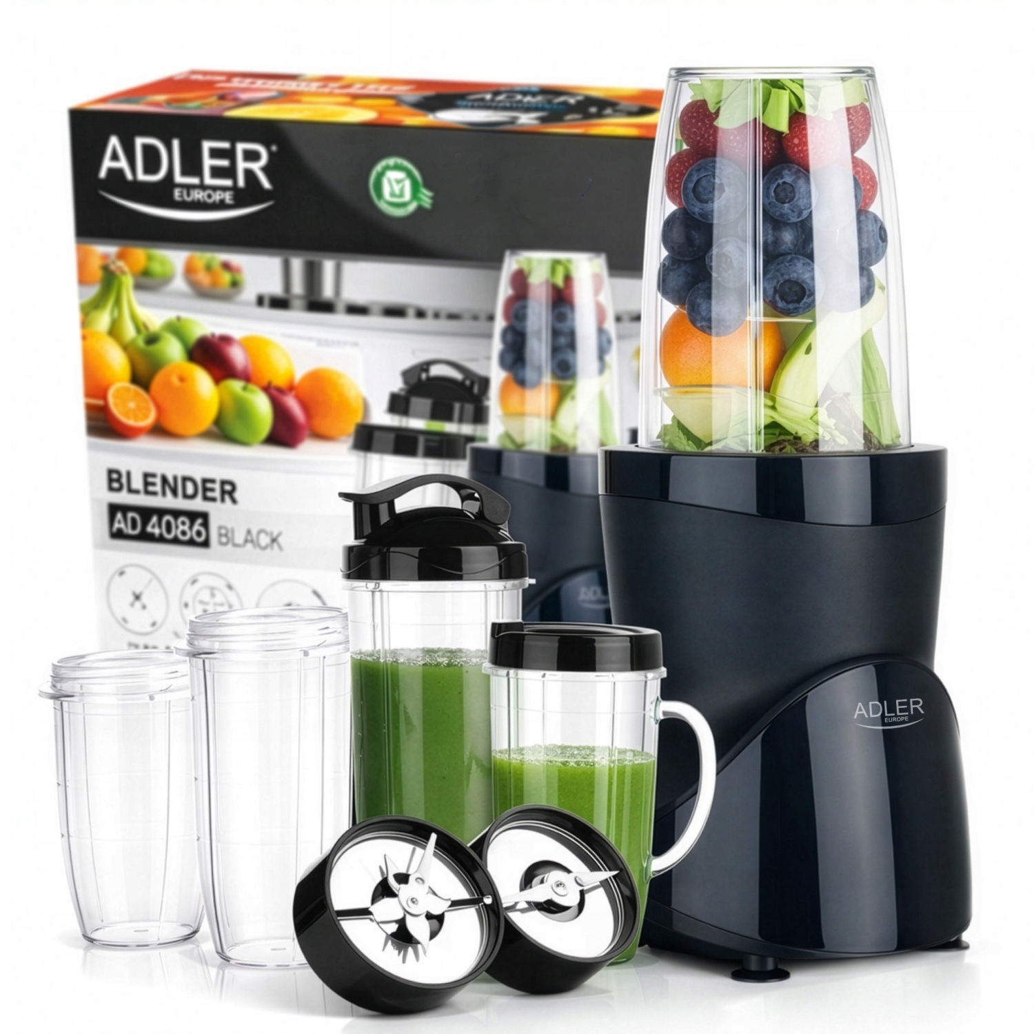 Mixér na smoothie 1200W stolní mixér 4 lahve na koktejly