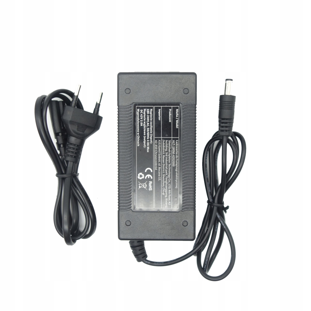 Ładowarka 42V 2A do Motus Scooty 8.5 / 10 / 10 Lite / Fiat 500 F85 / F10 Kolor czarny