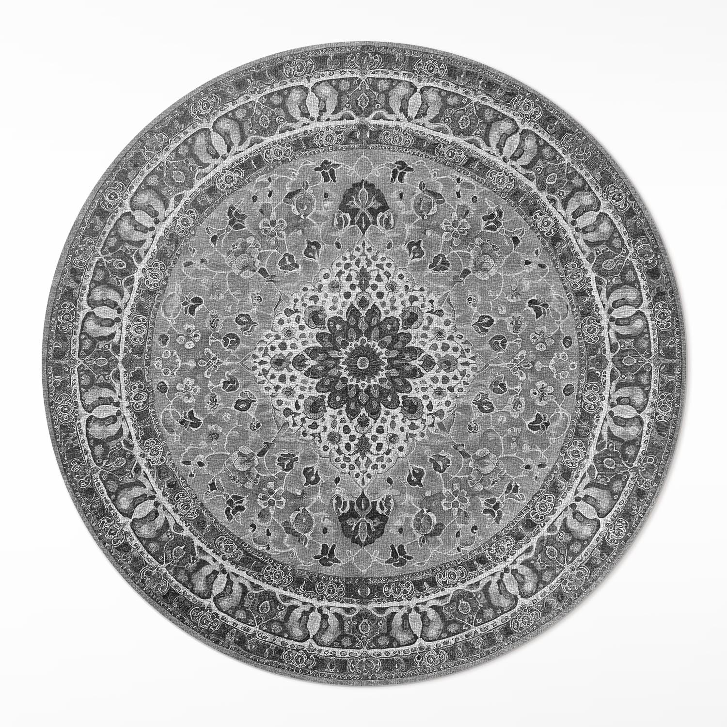 Vinylový okrúhly protišmykový koberec vnútorný Šedá harmónia ⌀ 100 cm