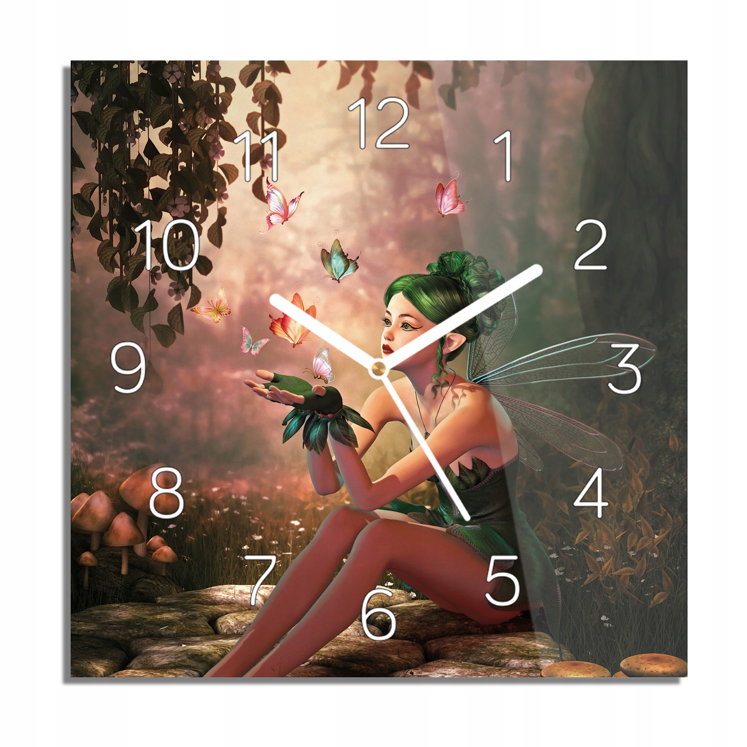 

Wróżka motyle drzewo foto-zegar kwadratowy 30x30