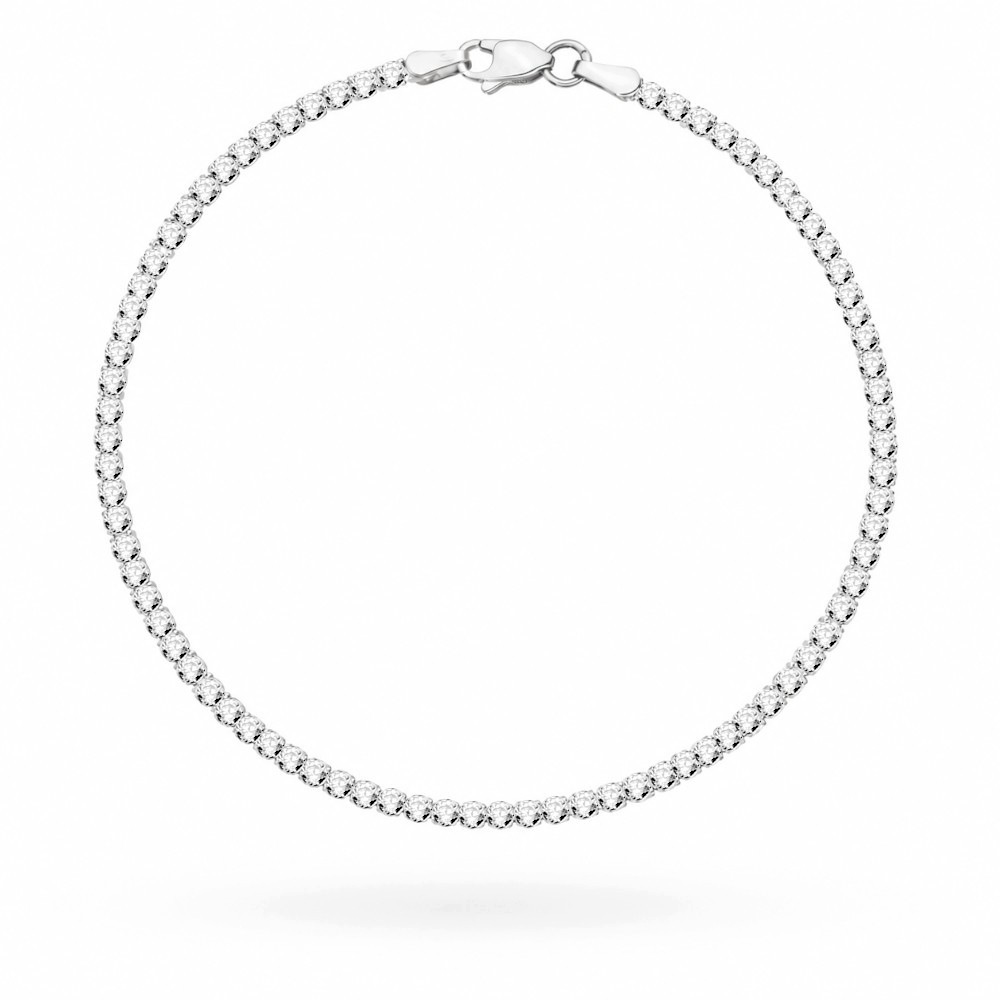 Tenisový Náramek Bílé Zlato 585 2 MM S Zirkony 19 CM