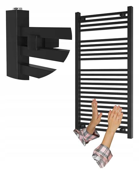 Kúpeľňový Ohrievač Čierny Rebrík 120x60 cm Kaloryfer Moderný Bergen