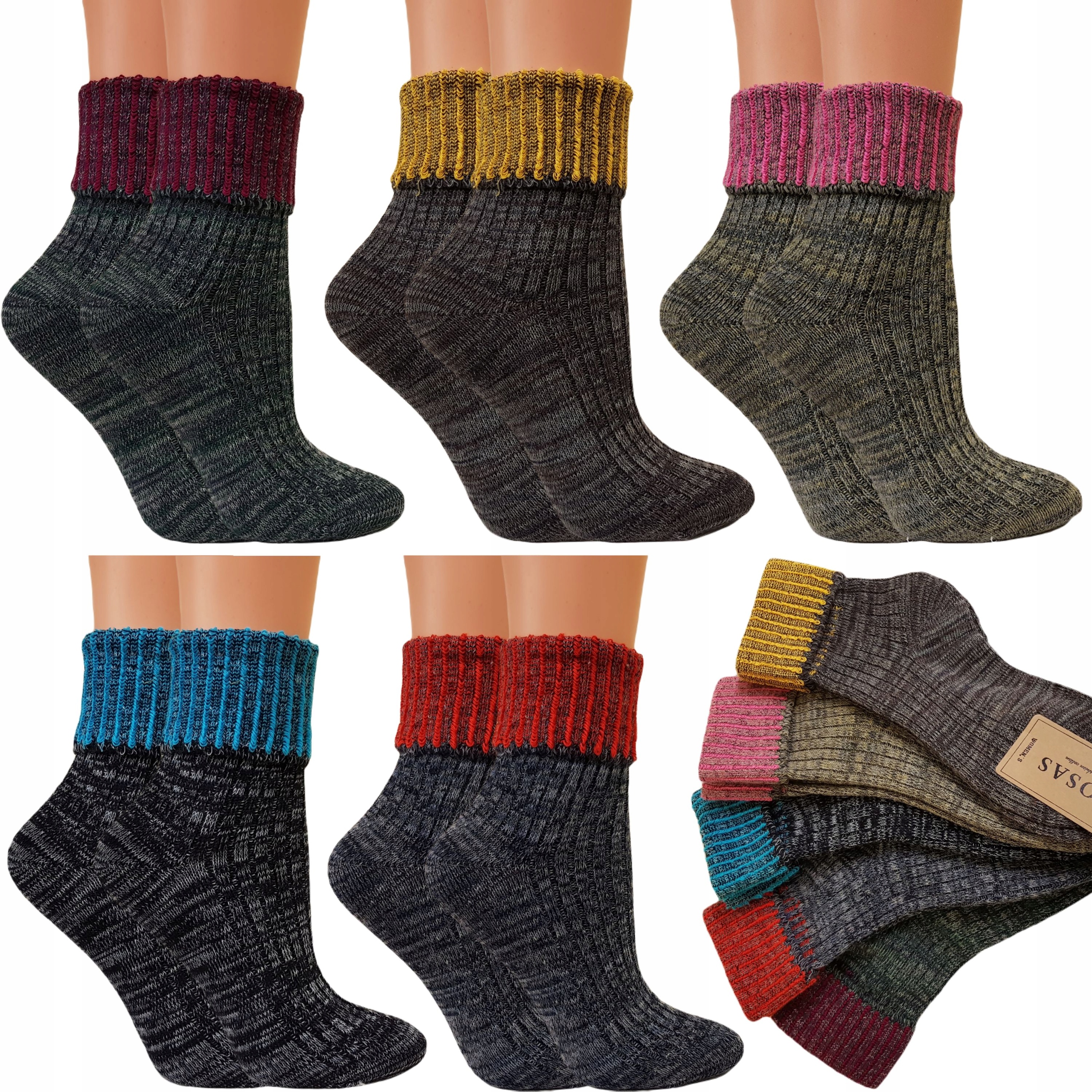 

5x Skarpety Damskie Bawełniane Odwijane