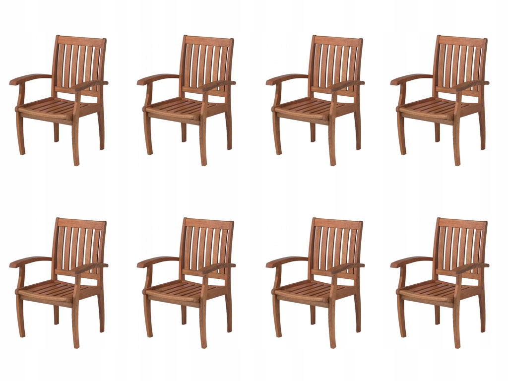 Prémiová zahradní křesla z exotického dřeva eukalyptu, sada 8 kusů