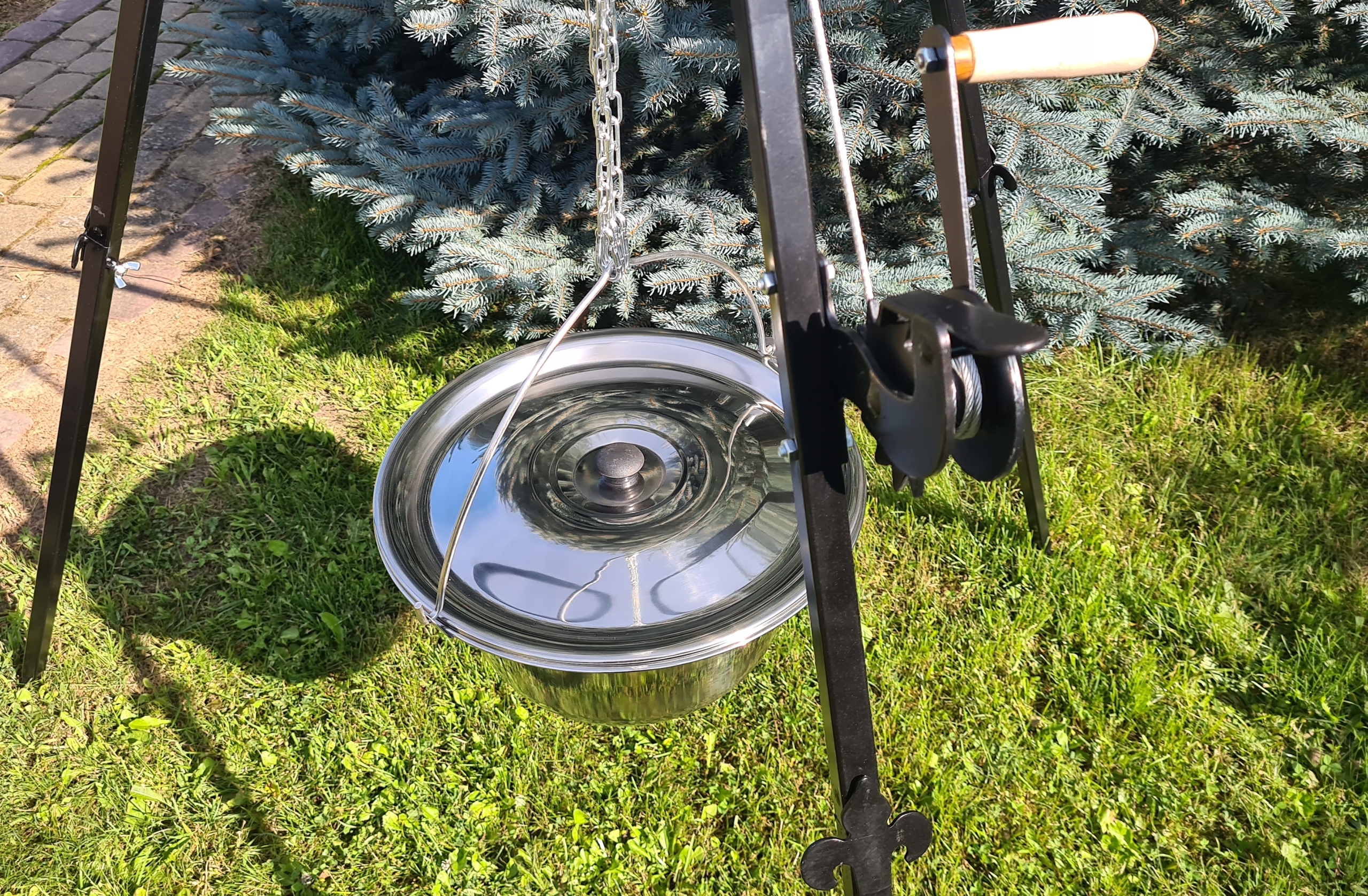 Kociołek wiszący inox 10 litrów stal nierdzewna Rodzaj wiszący