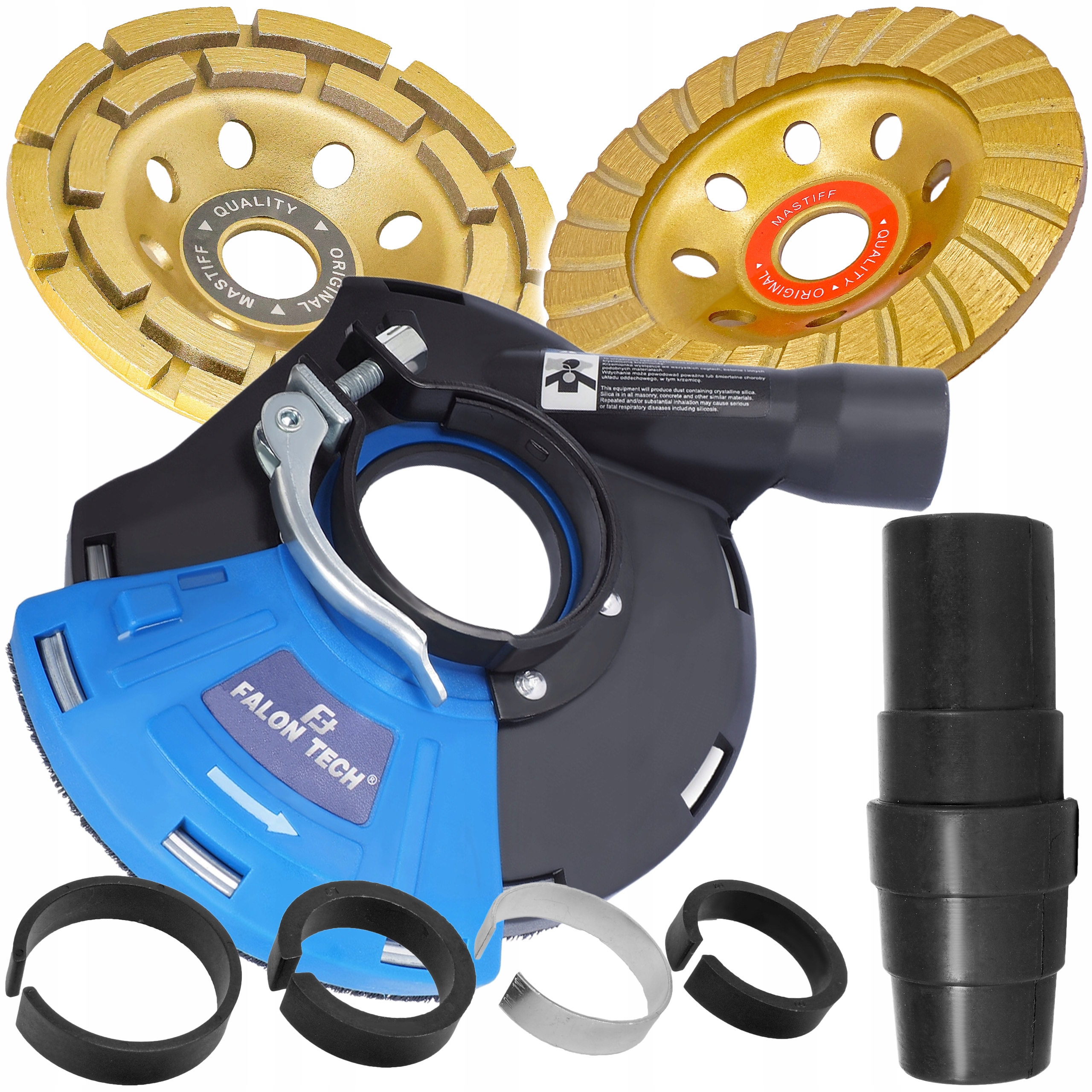 Osłona Przeciwpyłowa Do Szlifierki Kątowej 115-125mm 2 Tarcze Diamentowe