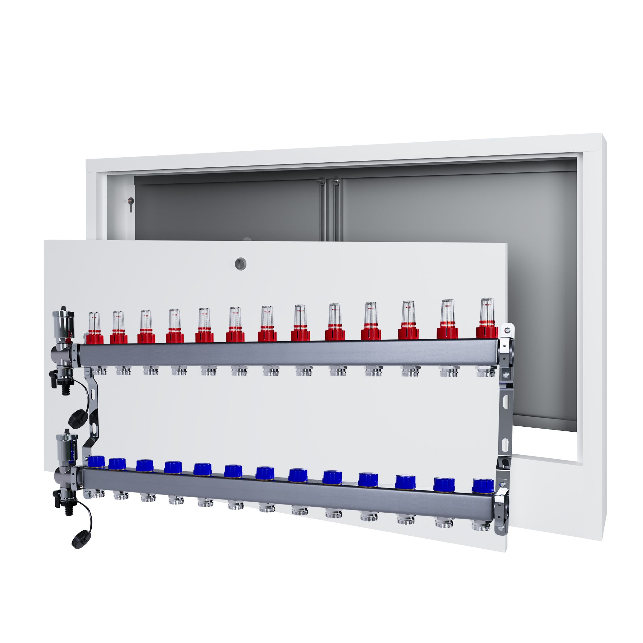 Nerezový rozdělovač pro podlahu 13 s nástěnným boxem