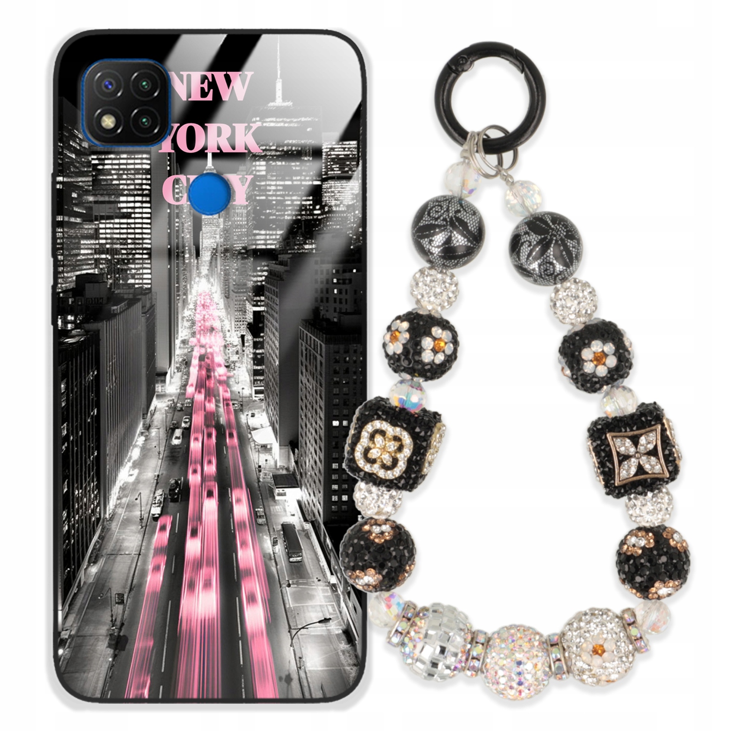 Puzdro Pre Xiaomi Redmi 9C Glass Kľúčenka Elegantné Prémiové Dizajnové Puzdro