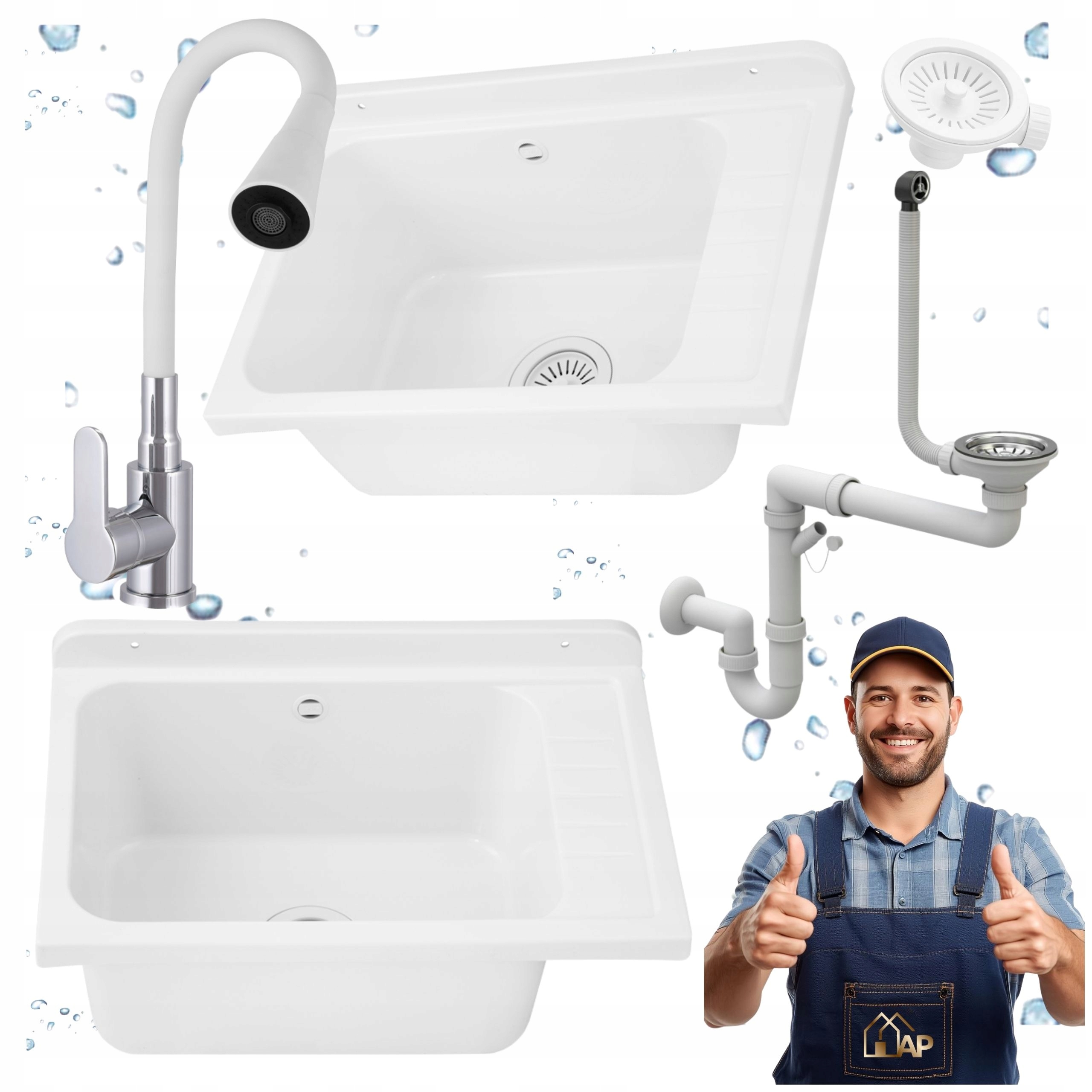 Ekonomický Pracovní Dřez Bílá Garáž Prádelna Baterie Ohebná Sada