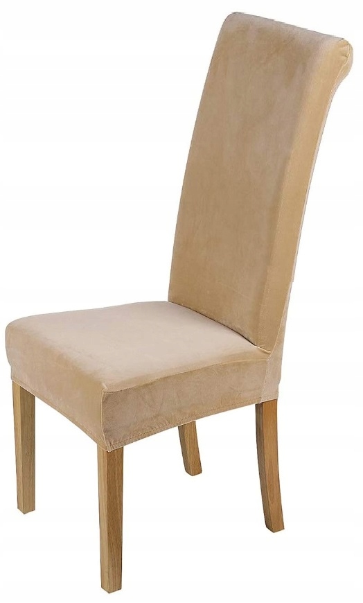 

Pokrowiec Krzesło Beżowy Welurowy Wysokie Oparcie