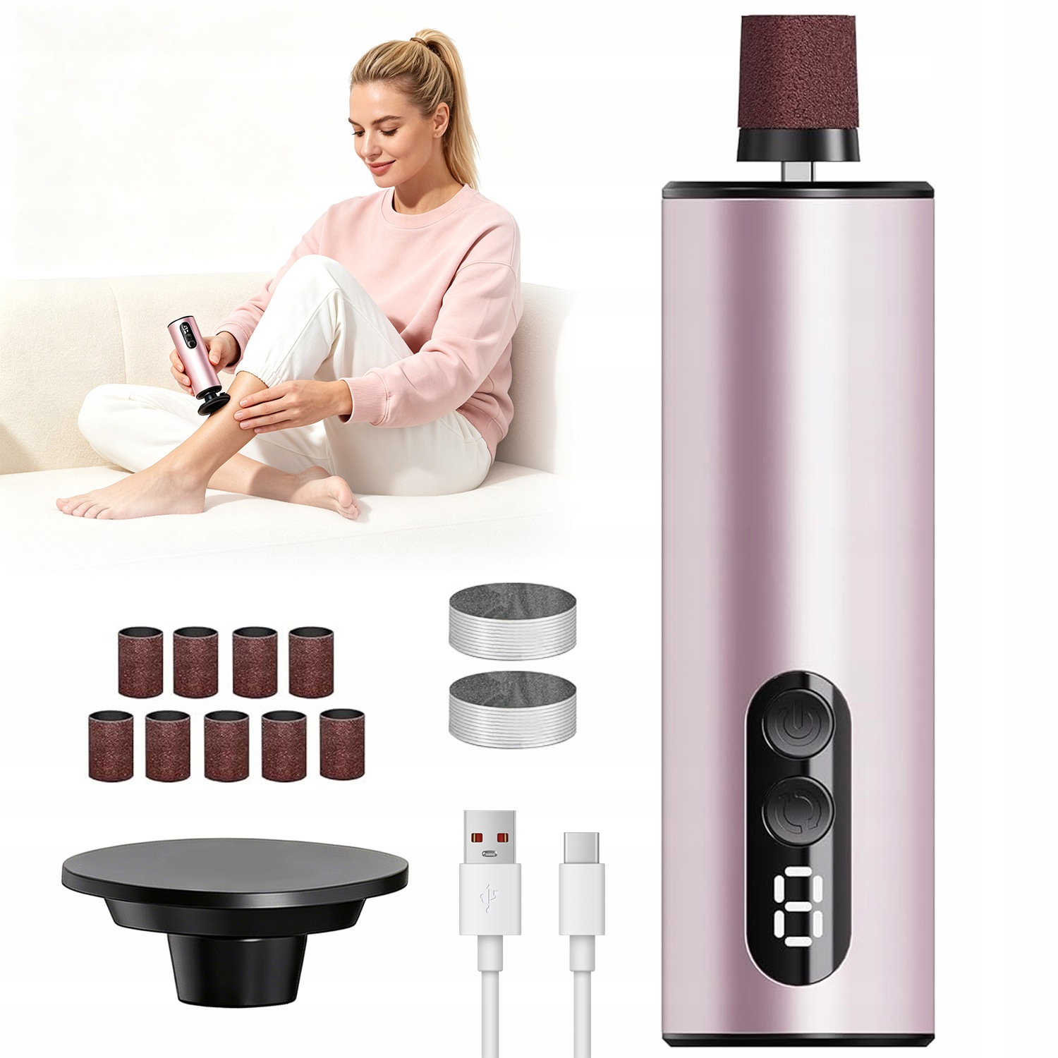 Elektrický Pilník Na Paty S Regulací Rychlosti A Usb C Nabíjením