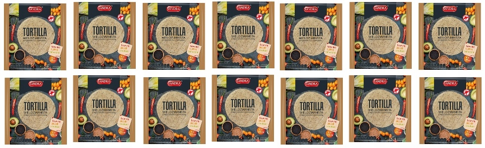 Levně 14x 240g Sandra Tortilla vícezrnná len černuch 25cm 4ks Půlka Kartonu