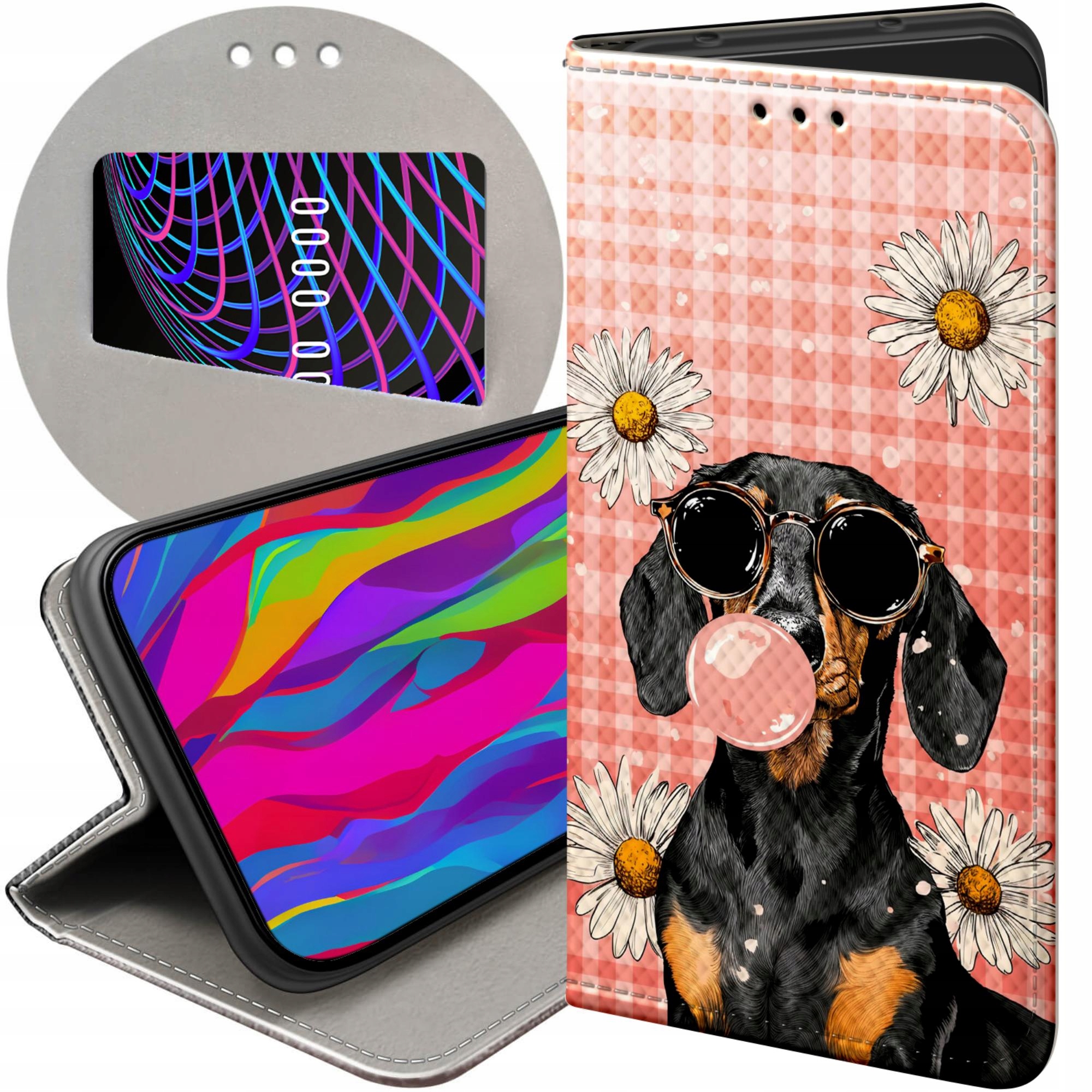 Etui Z Klapką Do Samsung Galaxy J7 2017 Jamniki Psy Jamnik Red Merle