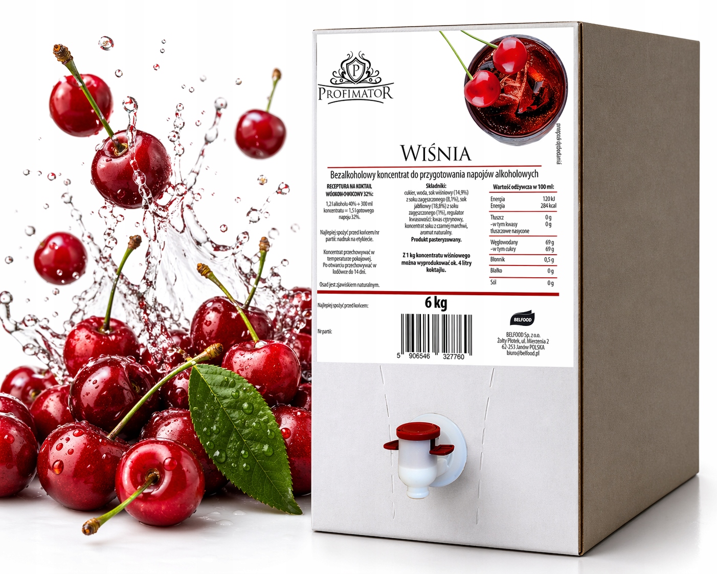 Profimator Zaprawka koncentrat wiśnia 6 kg baza do drinków i koktajli