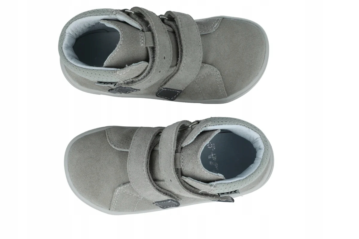 Barefoot trzewiki 11043 skórzane buty dziecięce bez ocieplenia szary r. 24 Rodzaj zapięcia Rzepy