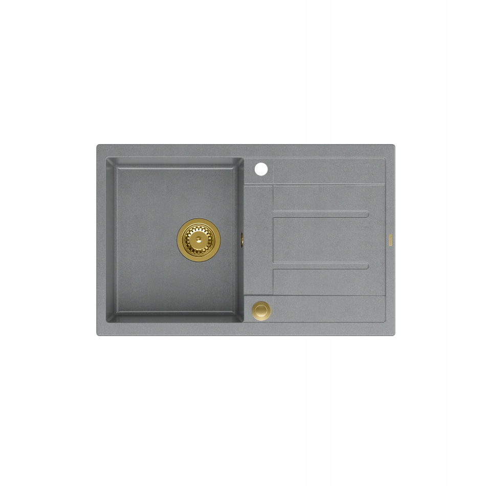 Quadron Morgan 111 1-komorový drez 78x50x22 cm strieborný so sifónom, zlato