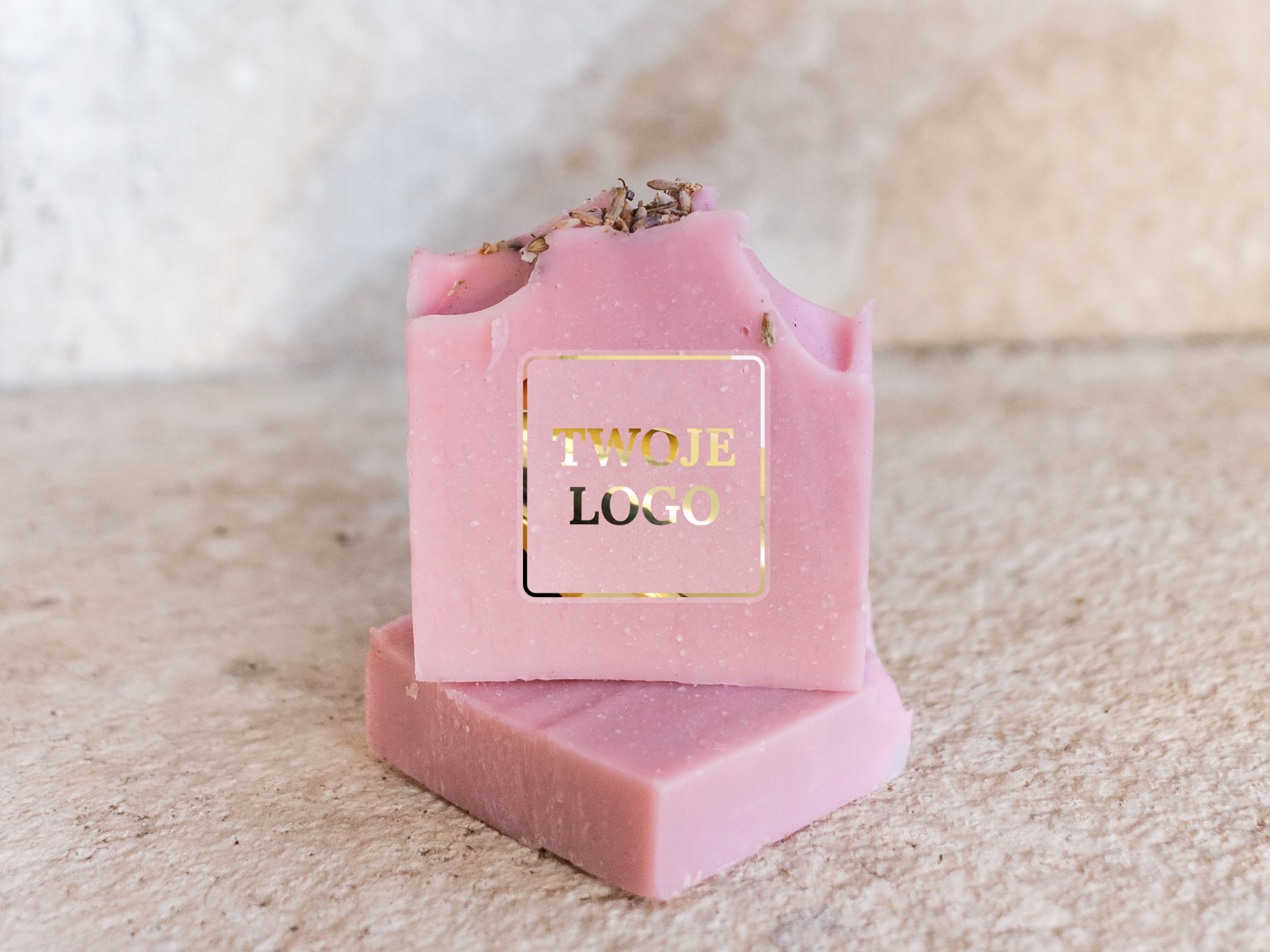 Złocone Naklejki przezroczyste z Twoim Logo, 5x5cm 100szt Materiał inny