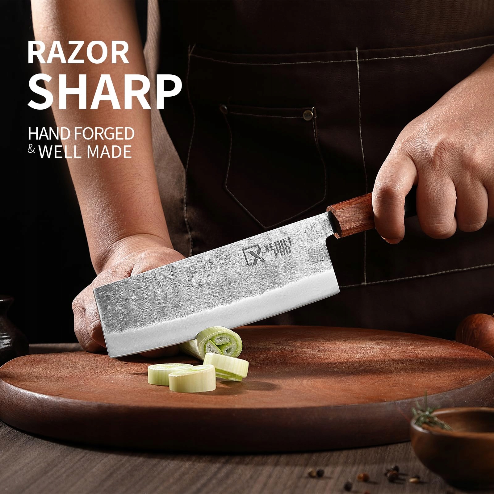 XCHIEF PRO Zestaw Noży Japońskich Stal Wysokowęglowa Nakiri Santoku — miniatura 2
