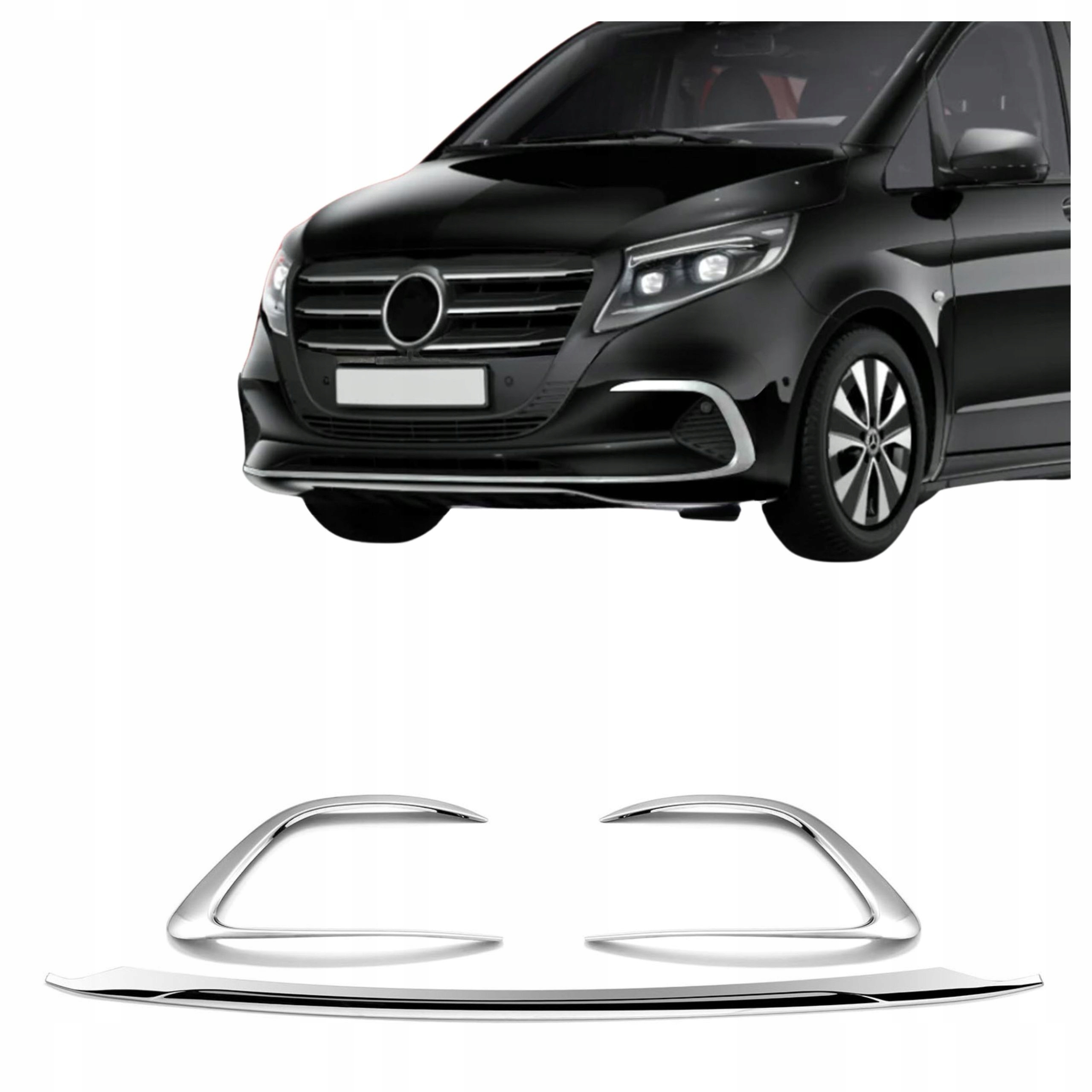 Lišta na nárazník Mercedes Vito W447 od roku 2023, chrómovaná, samolepiaca predná časť