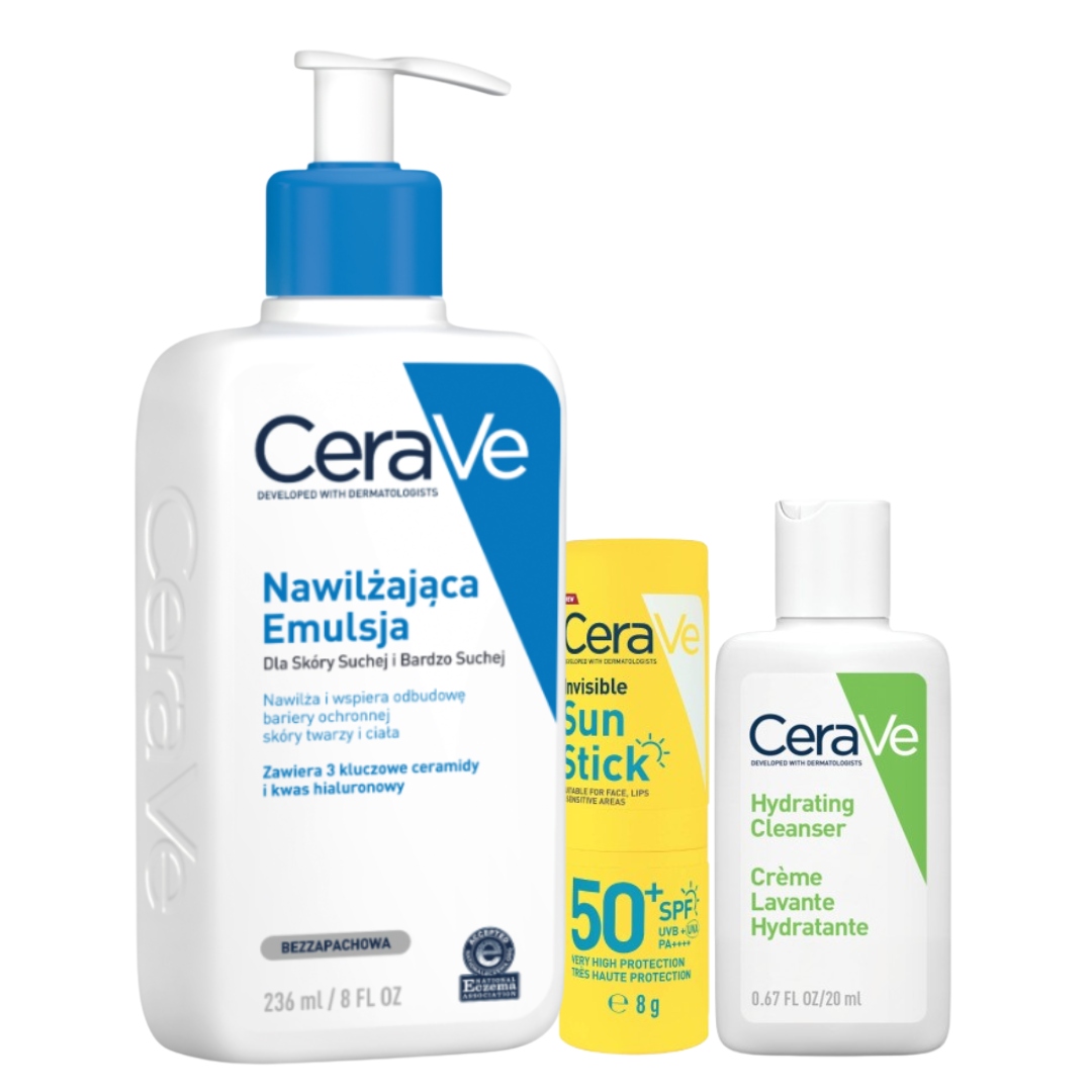 CeraVe Sztyft SPF50+ 8g Emulsja Nawilżająca Skóra Sucha 236ml