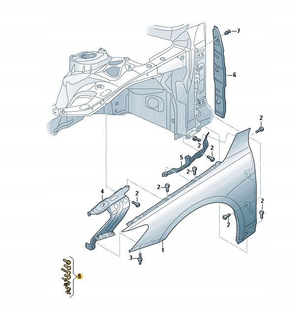 ZESTAW ELEMENTÓW MOCUJĄCYCH BŁOTNIK AUDI A7 S7 C8