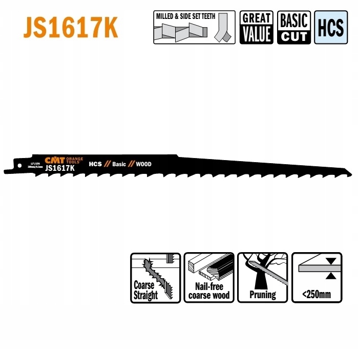 Cmt JS1617K-5 Pila ocaska L 300 I 280 H 19 K 1,25 Ts 8,5