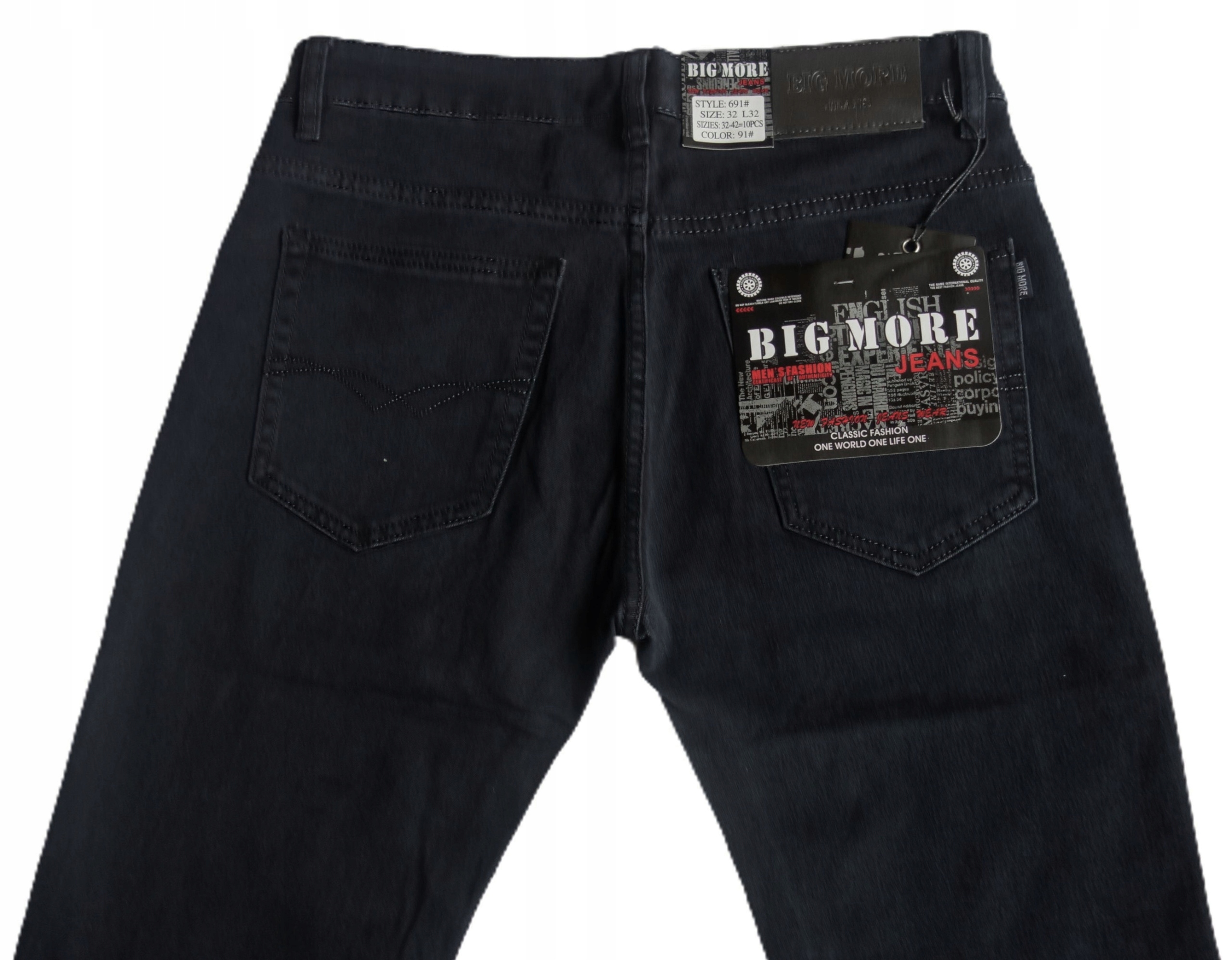 SPODNIE MĘSKIE JEANS GRAFITOWE BIG MORE 691 W33L32 Marka bez marki