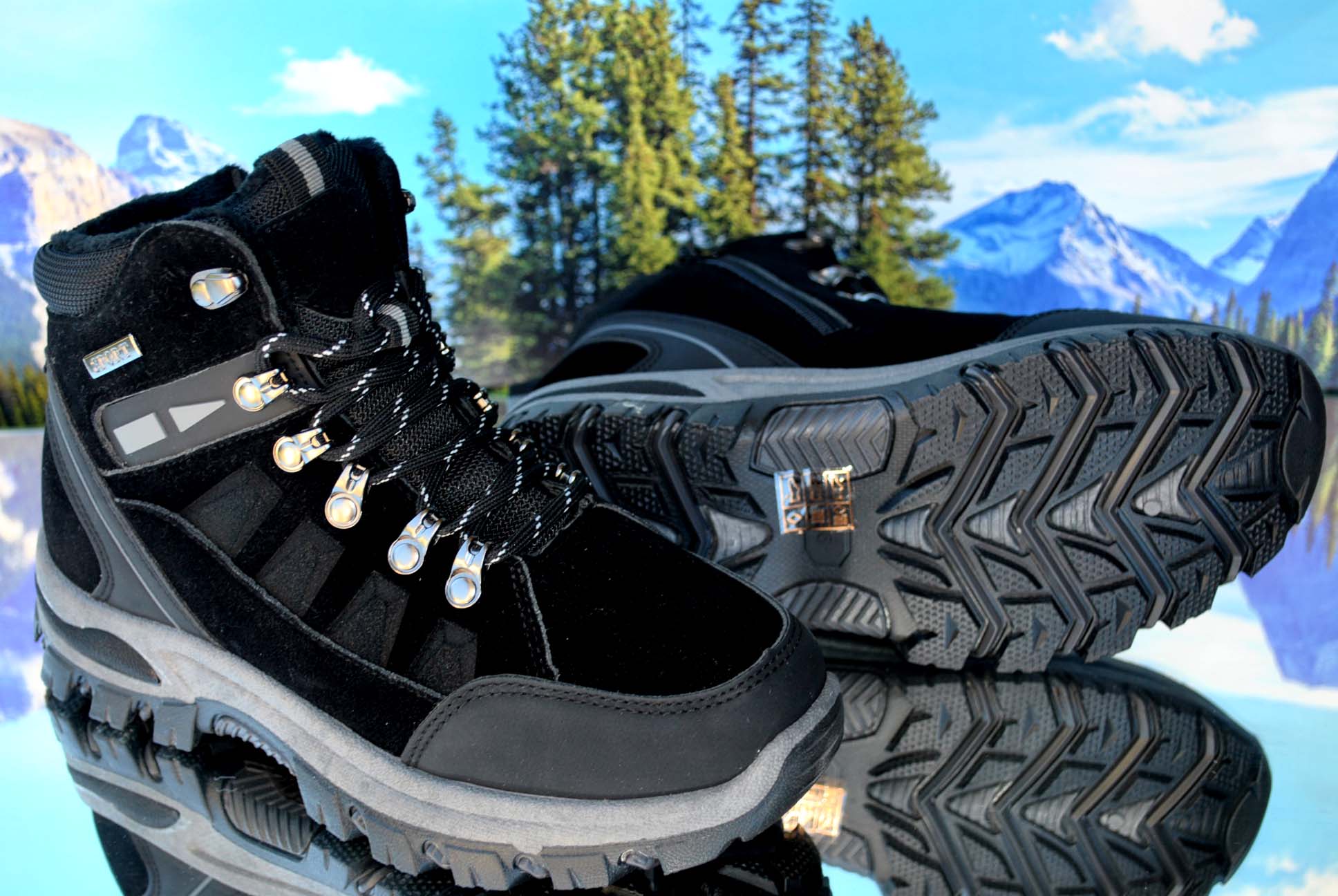 BUTY ZIMOWE OUTDOOR TREKINGI ŚNIEGOWCE TURYSTYCZNE SPORT MŁODZIEŻOWO DAMSKI Materiał zewnętrzny skóra ekologiczna