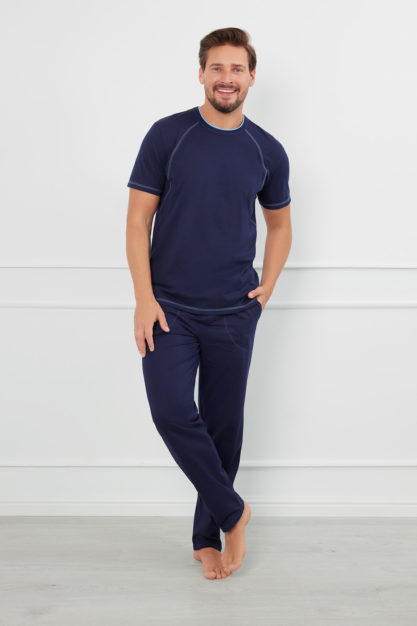 Salomon pánské pyžamo krátký rukáv, dlouhé kalhoty M/L Italian Fashion