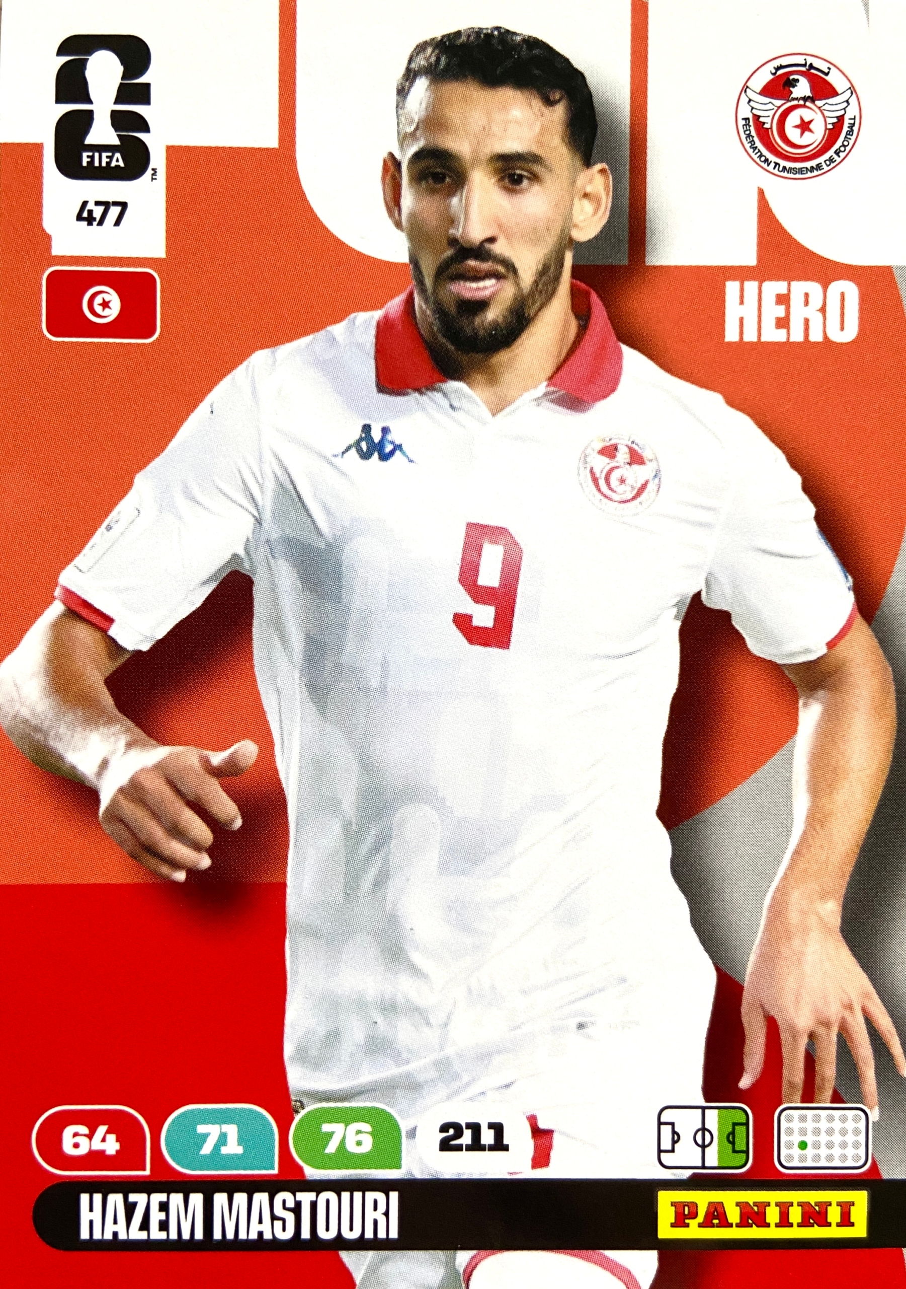 Panini Fifa World Cup 2026 karta piłkarska Hero 477 Hazem Mastouri Tunezja