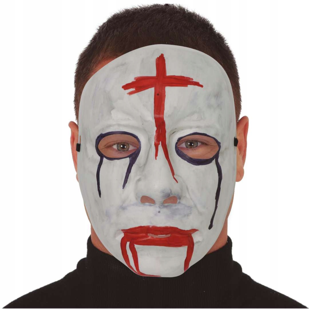 MASKA halloween BLADA twarz KRZYŻ krew PRZEBRANIE