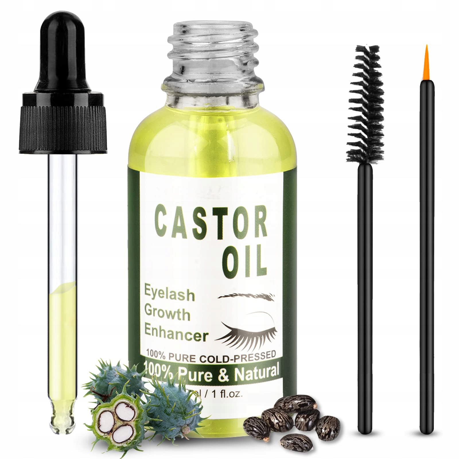 BIO RIZINUSÖL Olej Rycynowy 100% Naturalny Do Włosów Rzęs Brwi Brody 30ml