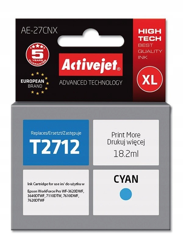 Activejet AE-27CNX Tusz (zamiennik Epson 27XL T2712; Supreme; 18 ml; niebie