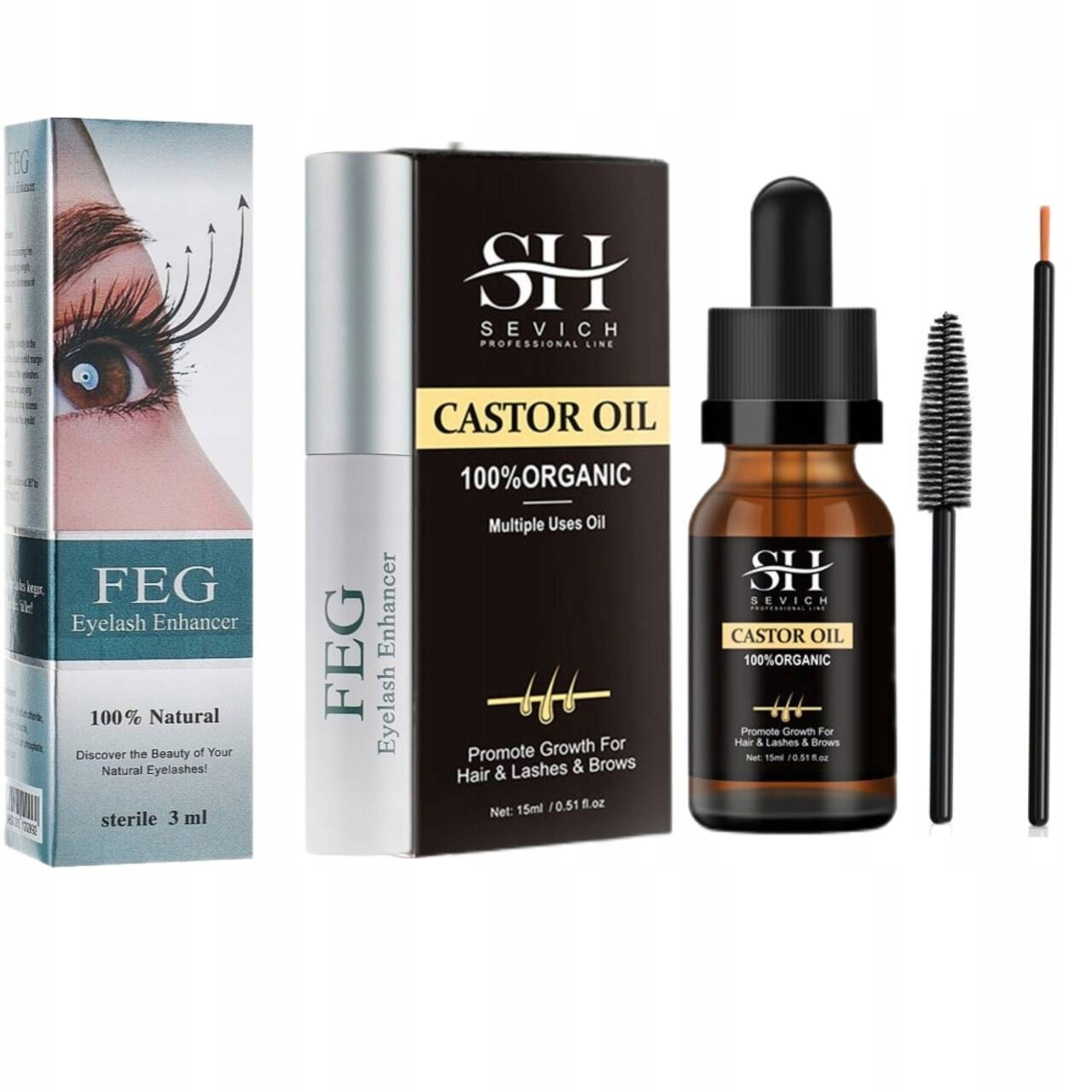 Sevich 15 ml olejek rycynowy + FEG ŚRODEK PRZYSPIESZAJĄCY WZROST RZĘS