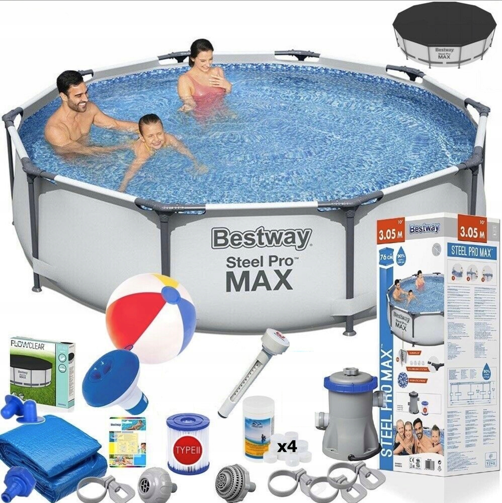 

Basen Ogrodowy 20w1 Stelażowy Bestway 305x76 Szary