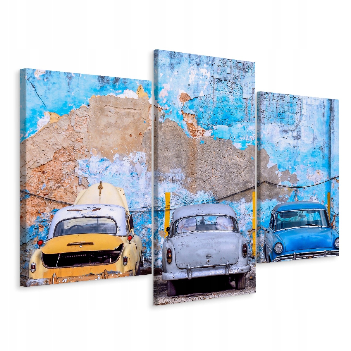 Obraz Tryptyk Retro Auta Havana 3D 150x100