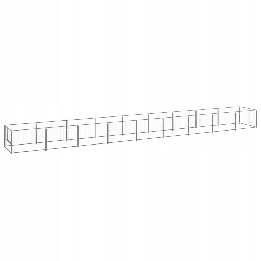 Levně Psí kotec stříbrný 9 m² ocel Stříbrná 3082107