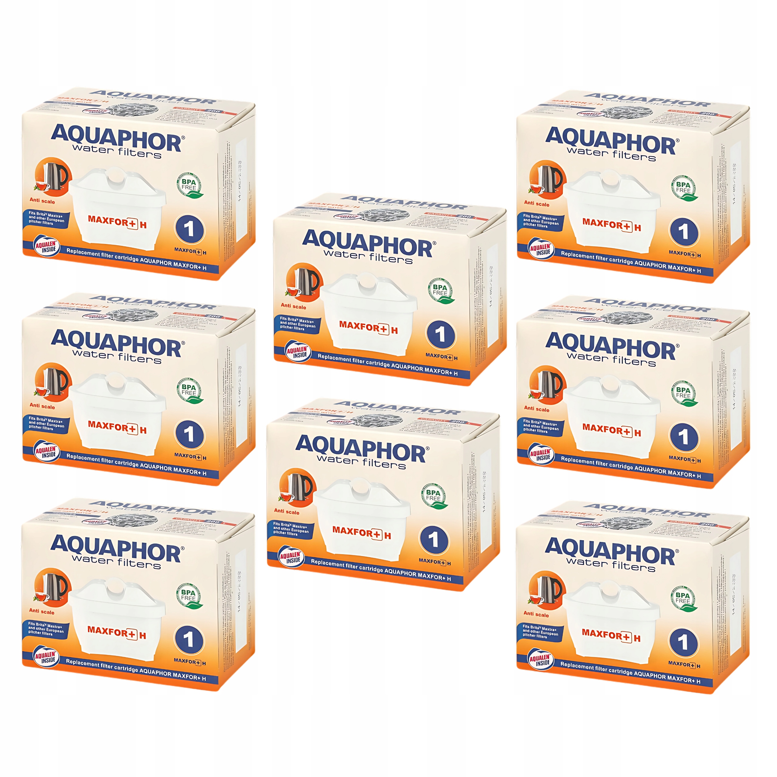 Filtry změkčující tvrdou vodu vody pro tvrdou vodu Aquaphor Maxfor Plus H, 8 ks