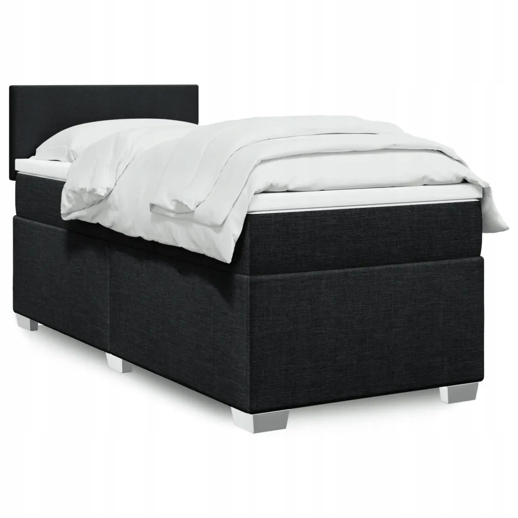 Box spring postel s matrací černá 90x200 cm textil Černý 3288066