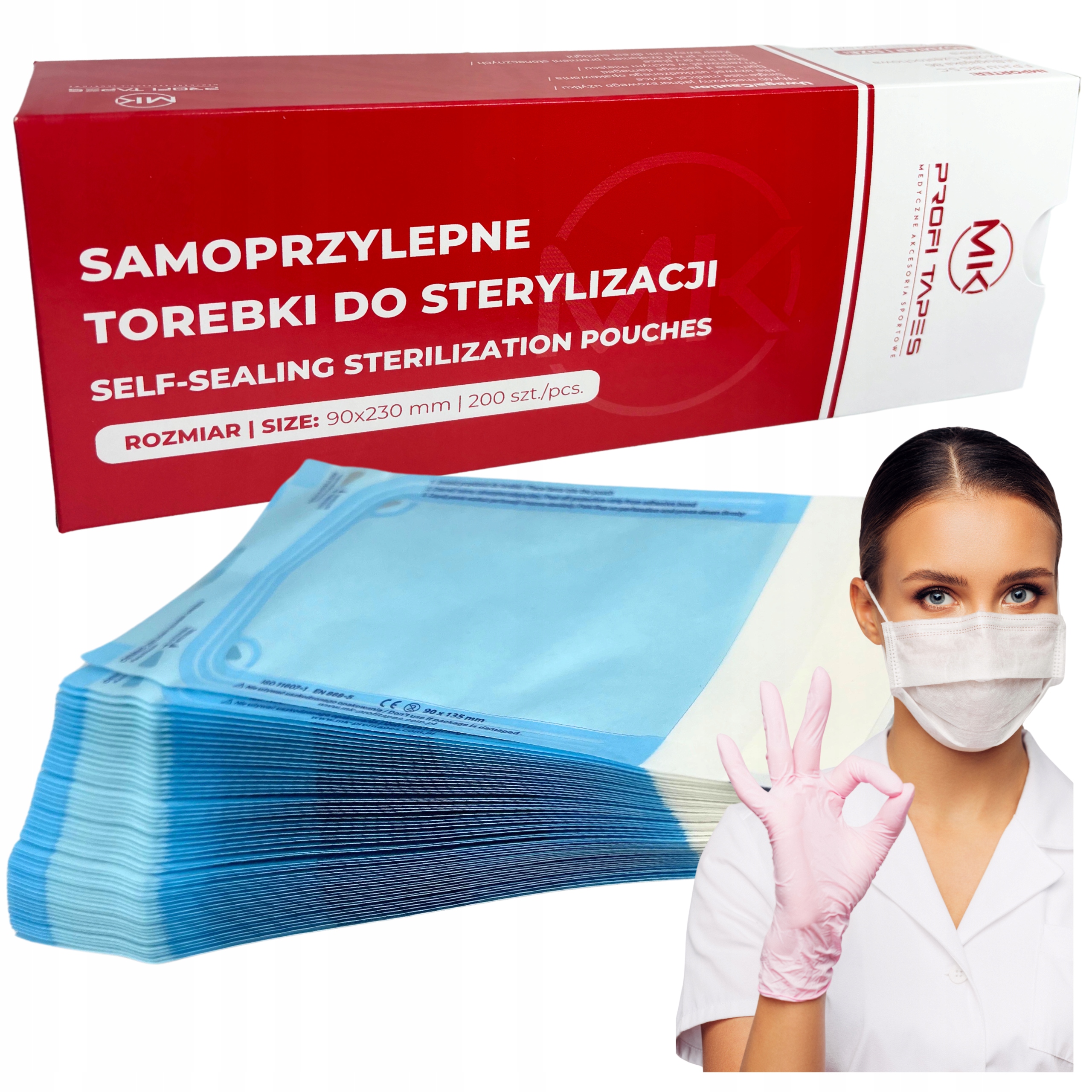 TOREBKI DO STERYLIZACJI DO AUTOKLAWU SAMOPRZYLEPNE 90x230mm - 200szt./op.