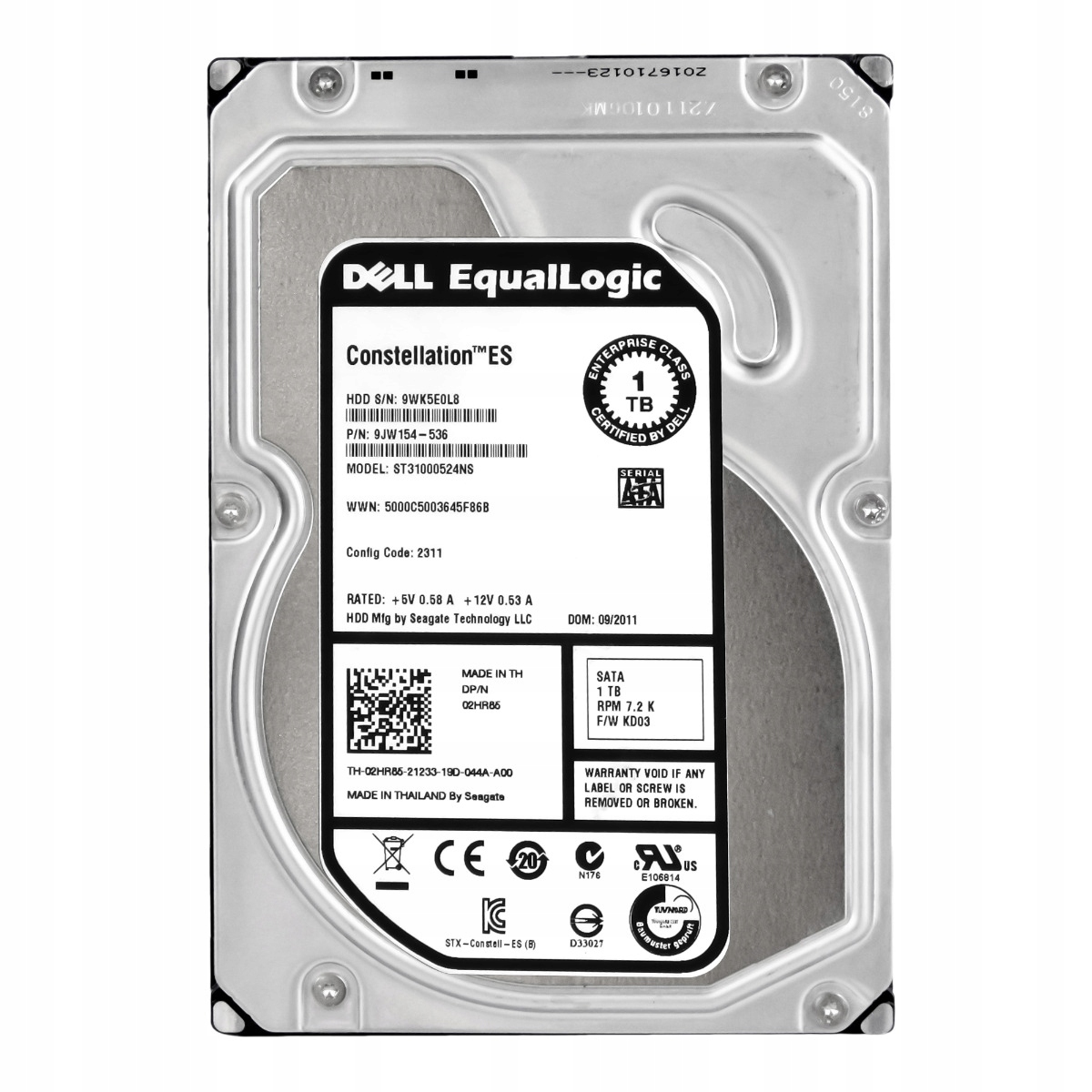 Dell 02HR85 1TB 7.2K 32MB Sata II 3.5'' ST31000524NS